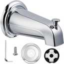 Dreyoo Slip On Diverter Tub Spout with Metal Cover Ring and Foam Gasket, Compatible with Kohler GP85556-CP, Bathroom Bathtub Faucet Set Replacement Fits 1/2'' Copper Water Tube (Polished Chrome)