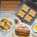 Baker’s Friend Panini Grill Press Sandwich Maker, 4-Slices Panini Press Maker, Grill Cheese Sandwich Maker, Indoor Grill Electric, Non Stick Surfaces, Stainless Steel