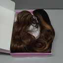 AISI HAIR 18 inch Highlights Brown Wig for Women Medium Length Wave Curly Glueless Synthetic Heat Resistant Hair Wigs for Daily Party Cosplay