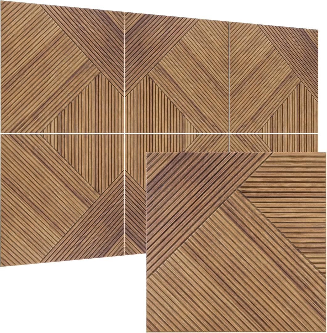 TO-TH Acoustic Wall Panels,6 Pack Total Size 72 x 48 Inches,Self-Adhesive Decorative Acoustic Panels for Wall and Ceiling,3D UV Printing with Wood Look,Beech