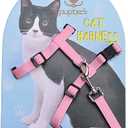 PUPTECK Adjustable Cat Harness and Leash Set Escape Proof Kitten Strap Collar for Walking Travel, Pink, M