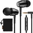 LUDOS OMNITONE Wired Earbuds in-Ear Headphones, Earphones with Microphone, 3.5 mm Jack Corded Ear Buds, Videoconference for iPhone, Samsung, Computer, Laptop, Kids, School Students (Black)