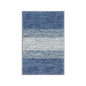 Luxury Soft Bathroom Rugs Set of 2, Non Slip Washable Plush Bath Floor Mats, Microfiber Shaggy Absorbent Striped Bath Carpet for Tub, Bathroom and Shower (16"×24"  Blue)