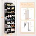 Yecaye 8 Tier Over the Door Shoe Organizer of Deep 16 Compartments, 50lbs Load Shoe Rack for Door in Oxford Holds 16-24 Pairs, Stain-Resistant Hanging Shoe Organizer for Closet, Black