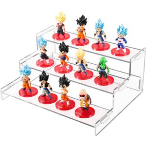 Clear Acrylic Display Risers 3 tier Perfume Organizer Stand up ,Acrylic Risers Display Stands long with Rail Guard ,Clear Acrylic Display Shelf Stand Display Action Figures ,Perfumes ,Kitchen Spices