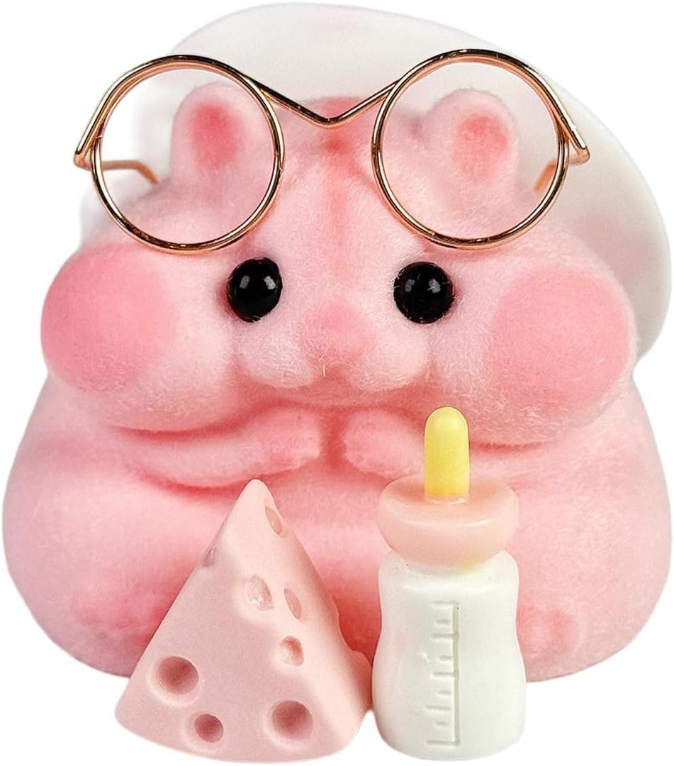 Handmade Taba Squishy Hamster Toy, Cute Squishy Hamster Fidget Toy, Realistic Hamster Toy, Soft Silicone Mochi Furry Toy, Stress Relief Gift for Adults & Kids, Sensory Anxiety Plushie (Pink)