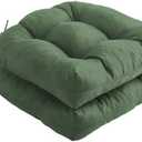 IPYNBAP Outdoor Chair Cushions Set of 2, Patio Chair Cushions with Ties, 19x19 Tufted Outdoor Seat Cushions (Color: Forest Green)