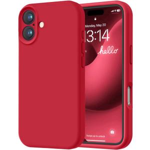 LOVE 3000 Designed for iPhone 16 Case, Premium Silicone with [Soft Anti-Scratch Microfiber Lining] Shockproof Protective Phone Case for Men Women Girls 6.1", Red