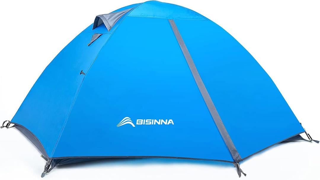 BISINNA 2/4 Person Camping Tent Lightweight Backpacking Tent Waterproof Windproof Two Doors Easy Setup Double Layer Outdoor Tents for Family Camping Hunting Hiking Mountaineering Travel (Blue)