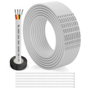 18 Gauge Wire 4 Conductor Electrical Wire 30FT, 18 AWG 4 Core Cable Tinned Copper/PVC Flexible/Stranded 18/4 Cord for Automotive, LED Lighting, 12V 24V Low Voltage Cable, Marine etc.