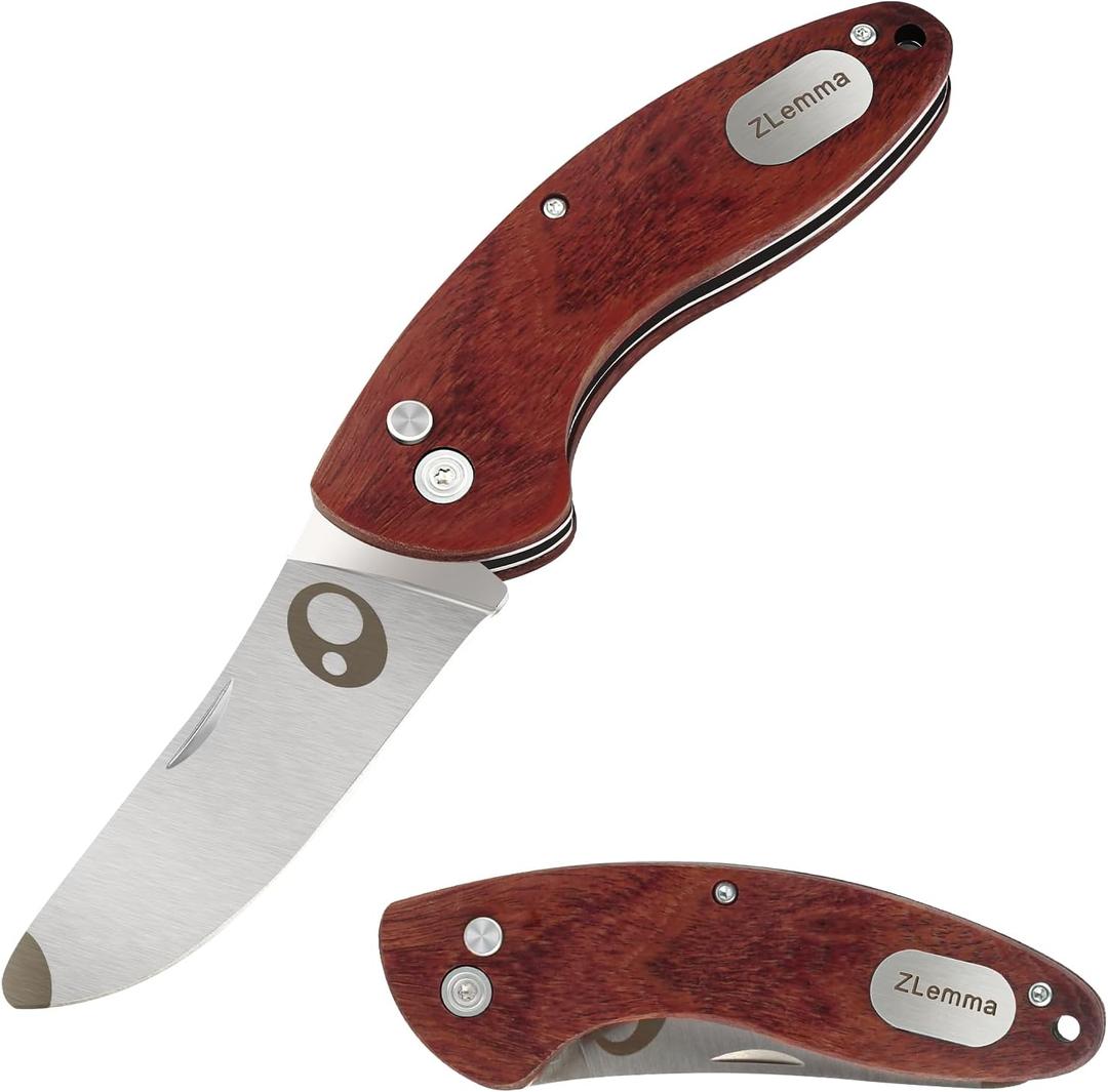Kids Pocket Folding Knife with Safety Rounded Tip, Made Of Japanese Stainless Steel and Rosewood, Childrens First Folding Knife With Sharp Blade