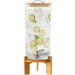Beverage Dispenser, 2.9 Gallon Glass Drink Dispenser with Stand, Glass water dispenser with Spigot, Large Drink Dispensers for Parties,Bars,Restaurants, 11L