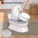 CheerTry 2-in-1 Toddler Potty Training Toilet - Larger Potty Chair & Detachable Training Seat for Boys & Girls Ages 1-3 with Flushing Sound, Wipes Storage, Toilet Paper Holder - Grey
