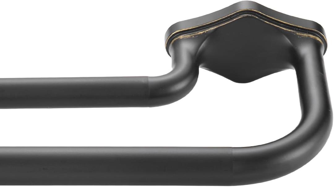 Matte Black Gold Double Curtain Rods For Windows 48-88 Inch,Heavy Duty Double Curtain Rod with Aluminum Finials and Bracket,Adjustable Double Window Rods For Blackout Or Room Darkening Panels