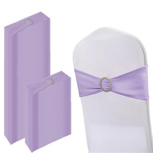 150 Pack Spandex Stretch Chair Sashes Bows, Elastic Stretch Chair Cover Bands Ties with Buckle Slider for Wedding Party Ceremony Reception Event Banquet Decoration (Purple)