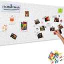 Foldable Bulletin Board, 72x48 Inch Cork Board Alternative, Felt Pin Board for Wall Mounting, Photo Board Self-Adhesive Surface, Vision Board Decoration for Office, Home, Classroom, 35 Pushpins, Gray