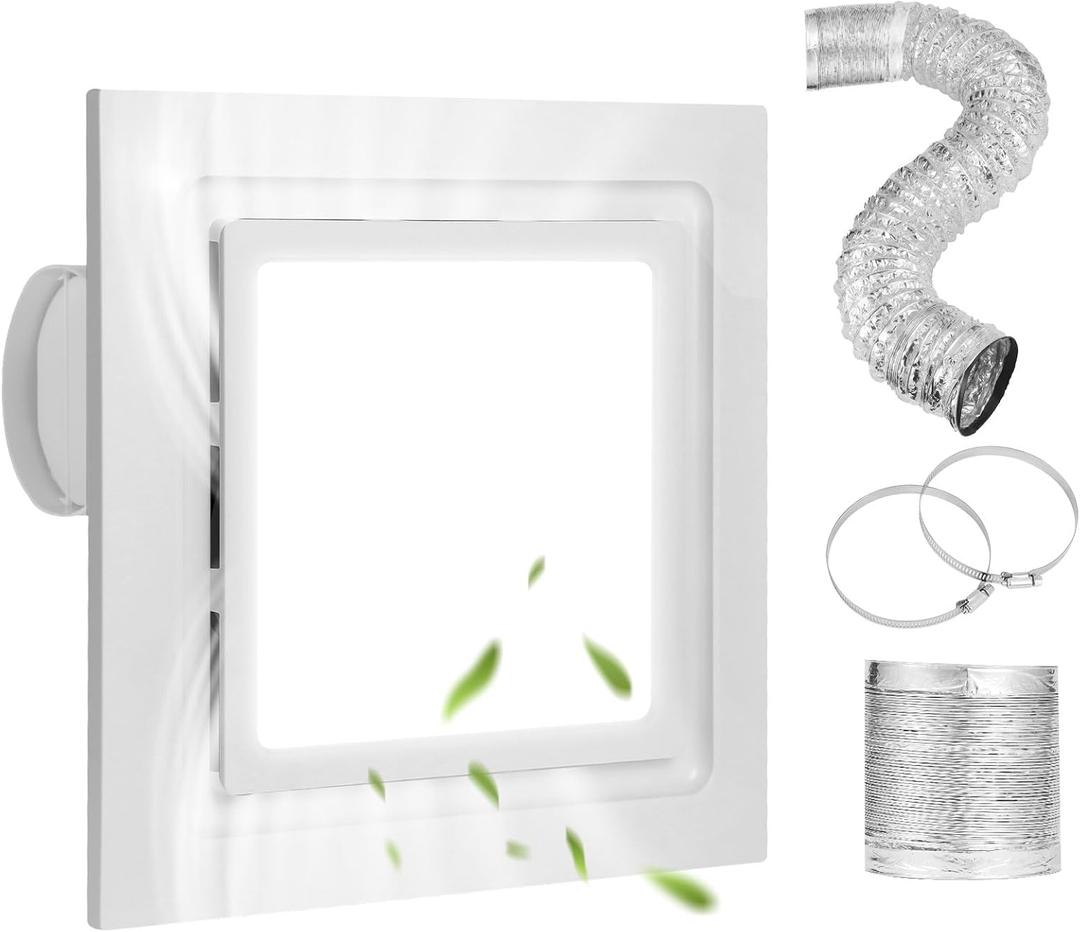 (Panel size:12inch)Bathroom Exhaust Fan with Light, Ceiling Mount, 110 CFM 1.0 Sones 4 Inch Duct, Quiet Square Bath Fan Light Combo, Shower Exhaust Fan with Light(XL) (X Large)