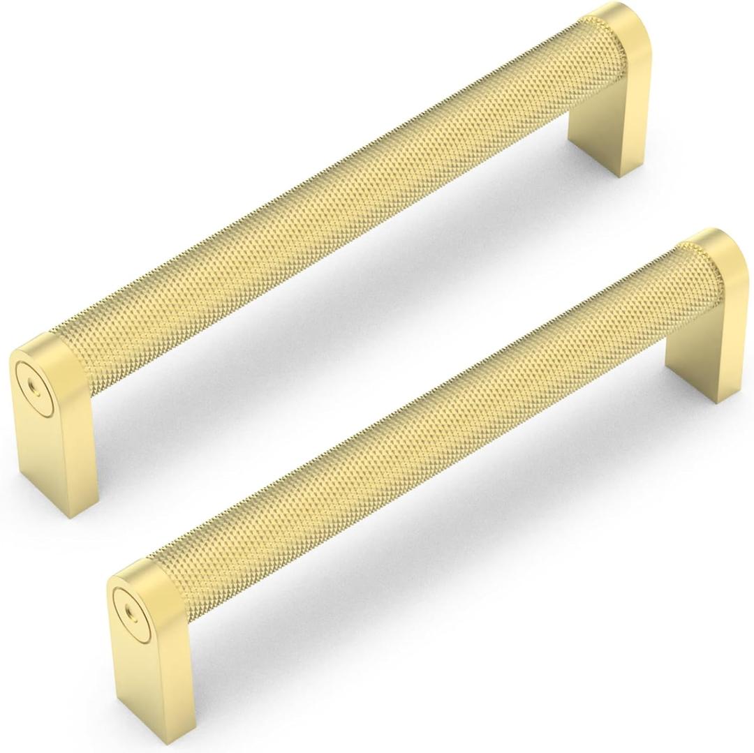 10 Pack Brushed Gold Cabinet Pulls knurled 5 Inch Hole Centers Kitchen Cabinet Handles Gold Drawer Pulls Dresser Handles