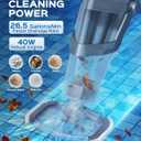 Cordless Handheld Pool Vacuum Cleaner with Telescopic Pole, 26.5 GPM Powerful Suction, Longer 1H Runtime, Portable Pool Vacuums for Above Ground/Inground Pools, Hot Tubs, Spas, Titanium Blue
