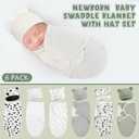 VitalCozy 6 Pack Preemie Swaddle Blanket Wrap Matching with Hat for Baby Boys or Girl Preemie Newborn Clothes Blanket (for 3-7 Lbs,Neutral Series)