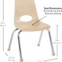 FDP 14" School Stack Chair, Stacking Student Seat with Chromed Steel Legs and Ball Glides For In-Home Learning or Classroom - Sand (6-Pack), 10363-SD