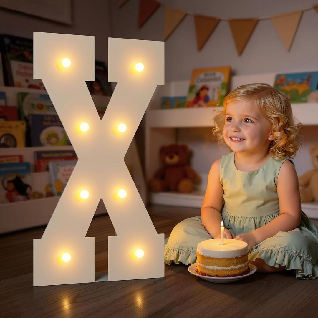 2FT Light up Letters, Large Marquee Letters X, 2 Feet Tall Big Sign X with Warm White Light for 15th XV Birthday Wedding Proposal Engagement Graduation Party Backdrop Decorations