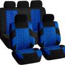 FH Group Full Set Travel Master Car Seat Covers, Airbag and Split Rear Car Seat Cover Universal Fit Interior Accessories for Cars Trucks SUV, Automotive Seat Covers, Blue