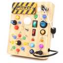 Joyreal Montessori Busy Board Wooden Sensory Toys for Toddler with LED Light Up Switch, Baby Fidget Board Travel Toys for 18+ Months, 1 2 3 Year Old Boys Girls Toddler Toy Gifts (Classic)