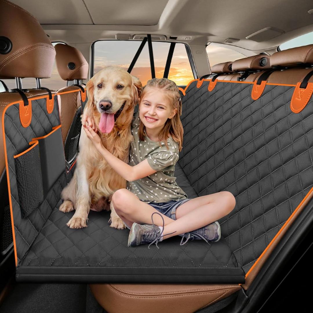 Back Seat Extender for Dog, Dog Car Seat Cover Detachable Hard Bottom-Supports, Waterproof Dog Hammock for Car Travel Bed, Foldable Backseat Pet Protector in Car SUV Truck