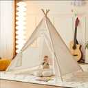 Teepee Tent for Kids, Play Tent with Pompom Ball Design,Washable Foldable Kids Tent for Indoor and Outdoor, Playhouse Toys for Toddler, Boys and Girls