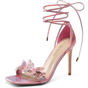 DREAM PAIRS Lace Up High Heels Stilletos Gladiator Open Square Toe Fashion Dressy Wedding Bridal Pumps Sandals (8)