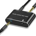 Audio Switch 3.5mm Bi-Direction Switch,Stereo Audio Switcher 2 in 1/1 in 2 Out,A udio Swit ch Headphone Manual Selector Splitter for PC Phone Laptop Headphone(Black)