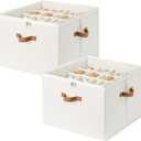 StorageWorks 2 Pack Shoe Organizer for Closet, Foldable Shoe Storage Box with Adjustable Dividers, Fabric Shoes Container, Stackable Storage Bins for Boots, Sneakers, Fits up to 16-32 Pairs, Beige
