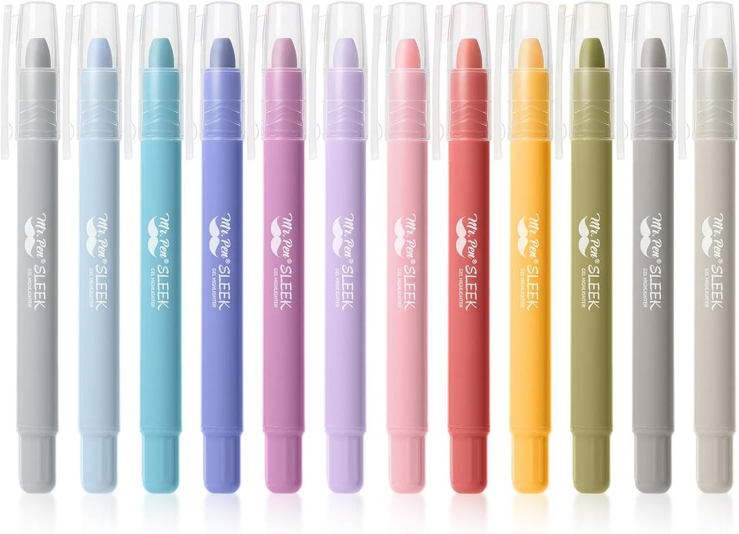 Mr. Pen- Gel Highlighters, 12 Pack, Morandi & Vintage Colors, Bible Highlighters for Bibles That Do Not Bleed