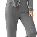 Ekouaer Womens Pajamas Set 2 Piece Button Down Pjs Soft Long Sleeve Top and Pants Sleepwear Set Lounge Sets, Medium