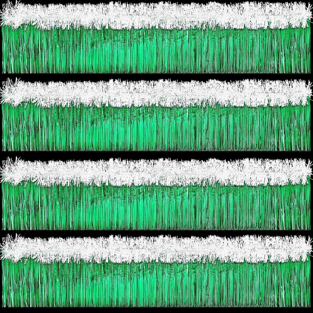 10 Pcs St. Patrick's Day Parade Float Gold Green Decoration with Foil Fringe Garland Set of 4 and Metallic Twist Garland Set of 6 Shiny Metallic Tassel Banner Ideal for Parade