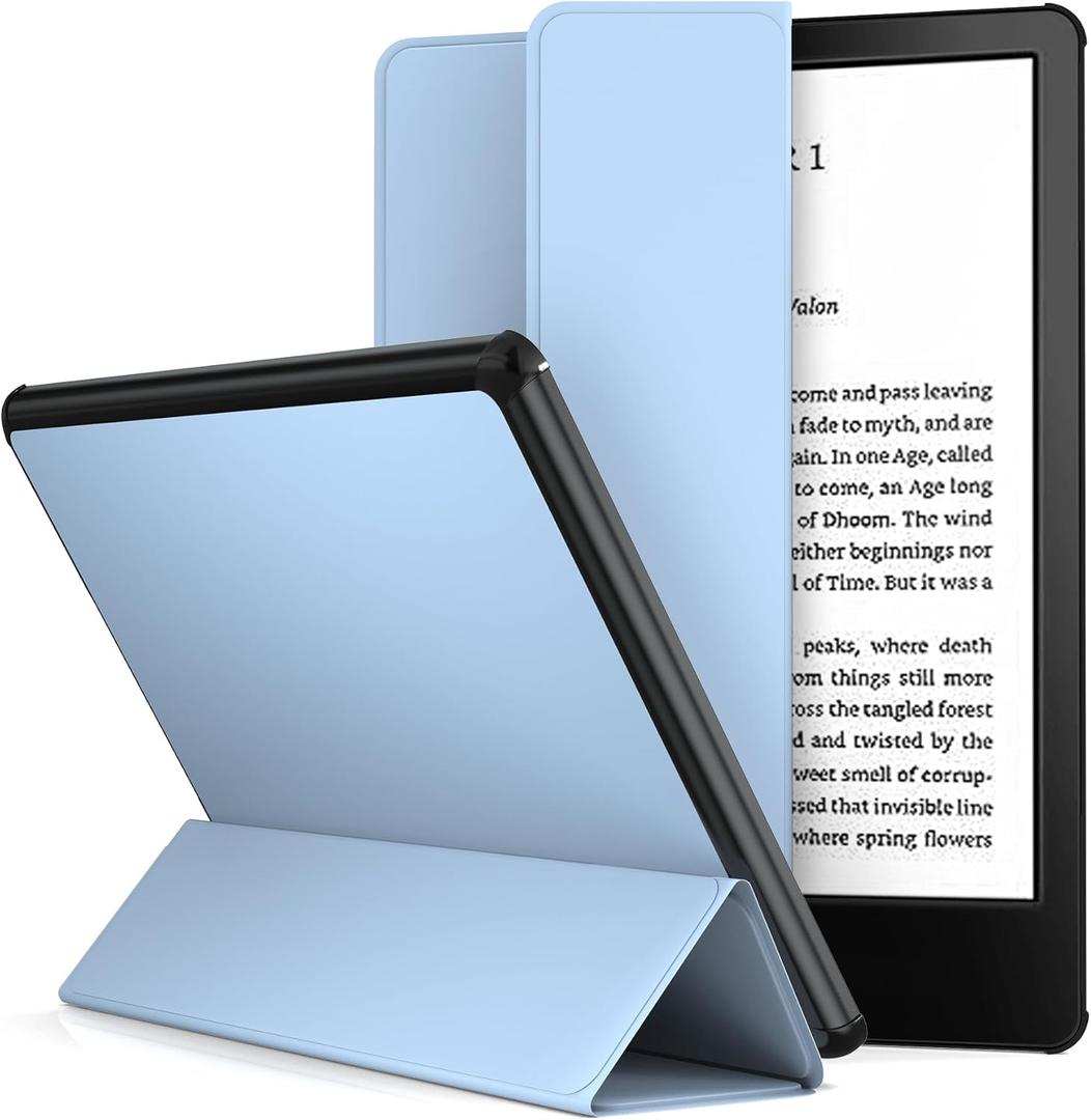 Arae Case for Kindle Paperwhite 11th Generation and Signature Edition 2021 Released, Ultra Slim Trifold PU Leather Smart Cover with Auto Sleep and Wake, Premium Protective Case,Baby Blue