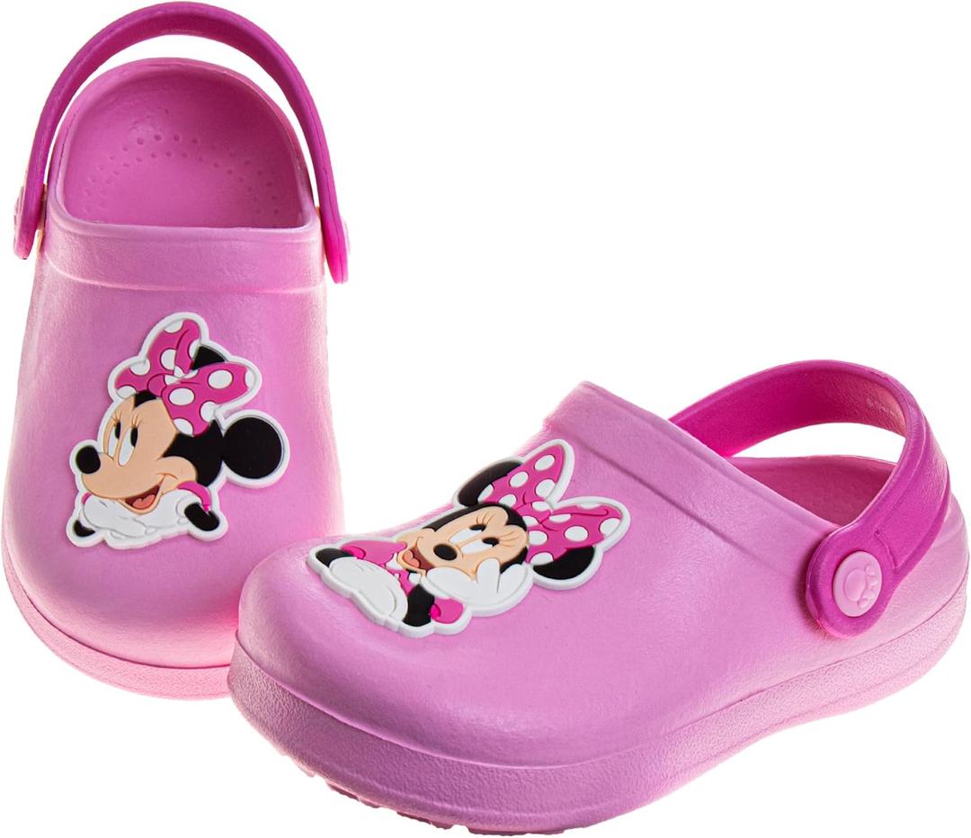 Girls Characters Clog Sandal Waterproof Slip-On Slides for Girls Stitch Frozen Minnie Mouse Sesame Street Closed Toe Clogs Sizes Infant/Toddler/Little Kid (9-10 Toddler, Pink)