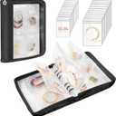 Emibele Travel Jewelry Organizer Case, Jewelry Storage Book Transparent Jewelry Binder with 96 Portable Anti Tarnish Clear Zippered Pouch Bags for Necklaces Bracelet Earrings Rings, Black