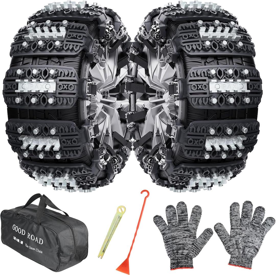 6 Pack Snow Chains for Car, TPU Tire Chains, Adjustable Universal Emergency Anti Slip Snow Chains for Trucks/SUV/ATV for Ice Snow Mud Sand