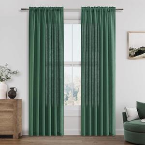Guken Green Linen Curtains 84 Inch Length for Living Room Bedroom 2 Panels Set Rod Pocket Light Filtering Semi Sheer Window Curtains 52 Inch Width Boho Farmhouse Linen Drapes, W52xL84 Guken Green Linen Curtains 84 Inch Length for Living Room Bedroom 2 Panels Set Rod Pocket Light Filtering Semi Sheer Window Curtains 52 Inch Width Boho Farmhouse Linen Drapes, W52xL84
