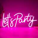 Let's Party Neon Sign, LED Dimmable Let's Party Light Up Sign Neon Light Signs for Wall Decor Art Decorative Lights for Birthday, Wedding, Bachelorette, Engagement Party Decorations 15.91x7.09 Pink
