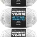 3x60g White Yarn for Crocheting and Knitting;3x66m (72yds) Cotton Yarn for Beginners with Easy-to-See Stitches;Worsted-Weight Medium #4;Cotton-Nylon Blend Yarn for Beginners Crochet Kit Making Snowy Serenity(4)