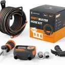 Giraffe Tools Garden Hose 100ft x 5/8", Water Hose Heavy Duty, Flexible with Watering Timer Nozzle and Yard Sprinkler, Lightweight Hybrid Hose with Swivel Handle, Male to Female Fittings