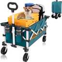 Wagons Carts Foldable, Grocery Cart on Wheels, Collapsible Wagon, Shopping Cart for Groceries, Foldable Wagon with Wheels, Heavy Duty-Blue