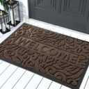 Yimobra Welcome Mat Outdoor 29.5x17, Waterproof Non-Slip Outdoor Mats for Front Door Outside Entrance, Low-Profile Entryway Mat Indoor for Garage Patio, Coffe
