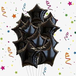 15Pcs Star Balloons - 18 Inch Black Stars Balloon - Star Foil Balloons for Birthday Party Decorations - Stars Mylar Balloon for New Years Decorations - Graduation Decoration