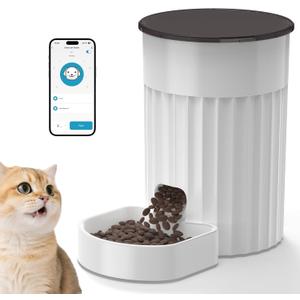 PAPIFEED Automatic Cat Feeder 3L, 2.4G WiFi Auto Pet Food Dispenser for Cats and Small Dogs, Timed Cat Feeder Programmable Portion Size with APP Control & Alexa 1-10 Meals Per Day (White)