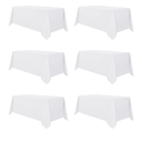 sancua 6 Pack White Tablecloth 90 x 132 Inch - Rectangle Table Cloth for 6 Feet Tables Stain and Wrinkle Resistant Washable Polyester Table Cover for Dining Wedding Banquet Party Buffet Restaurant