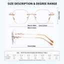 Fashion Shiny Frameless Reading Glasses for Women, Big Frame Anti Blue Light Reader, Large Anti Eyestrain Eyeglasses